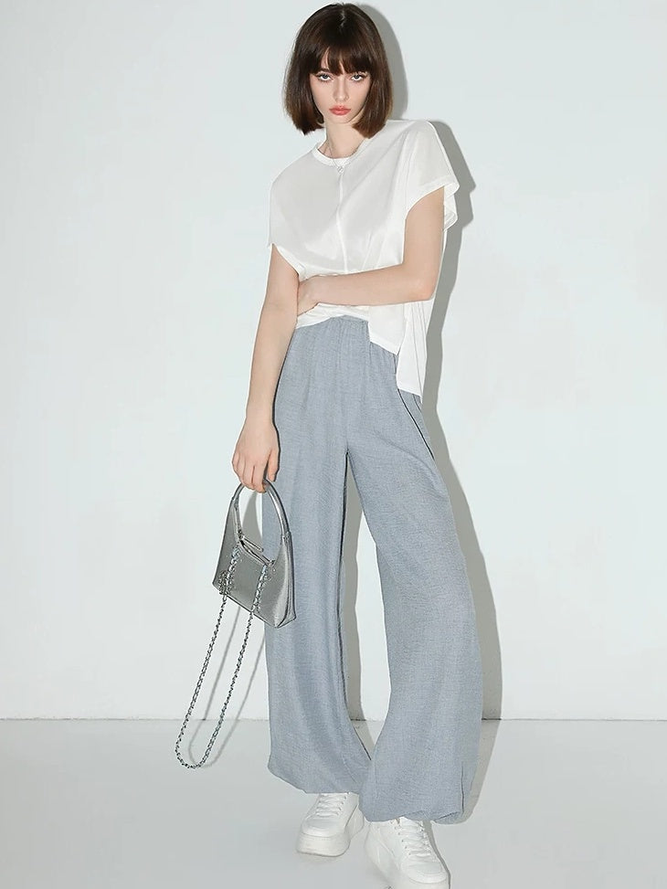 COCOBELLA Minimal Streetwear Jogger Tapered Natural Waist Women Casual Blue Pants