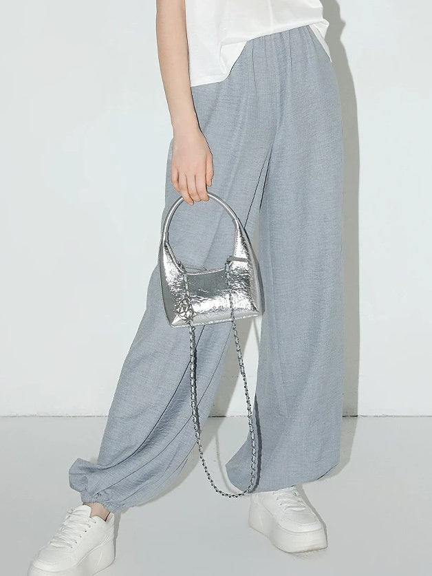 COCOBELLA Minimal Streetwear Jogger Tapered Natural Waist Women Casual Blue Pants