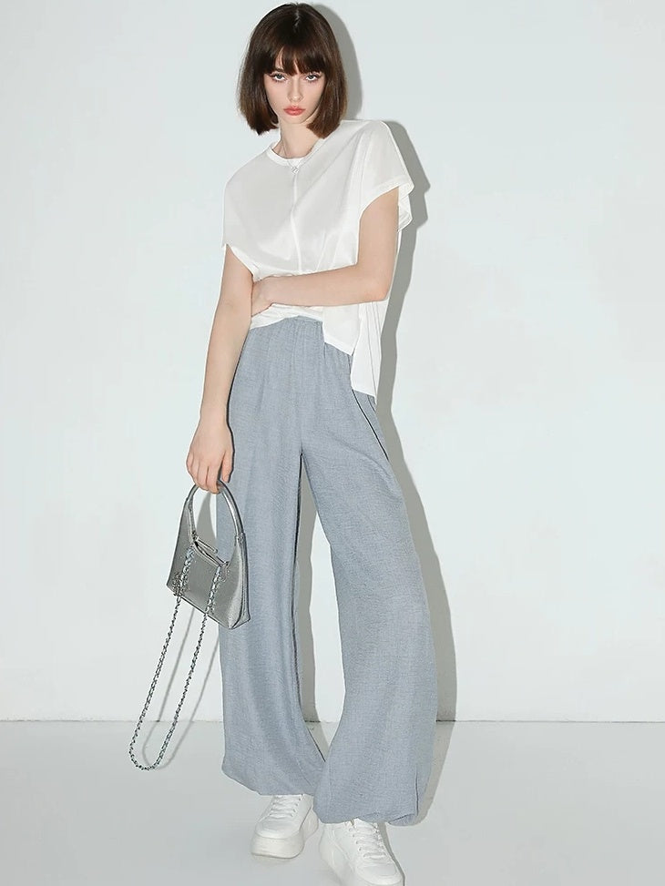 COCOBELLA Minimal Streetwear Jogger Tapered Natural Waist Women Casual Blue Pants