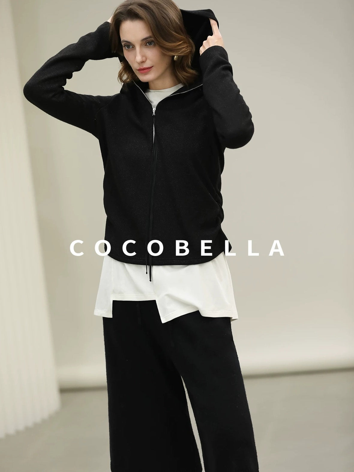 COCOBELLA Minimalist Asymmetric Loose Fit Long Sleeve Round Neck Women Commuter Shirts