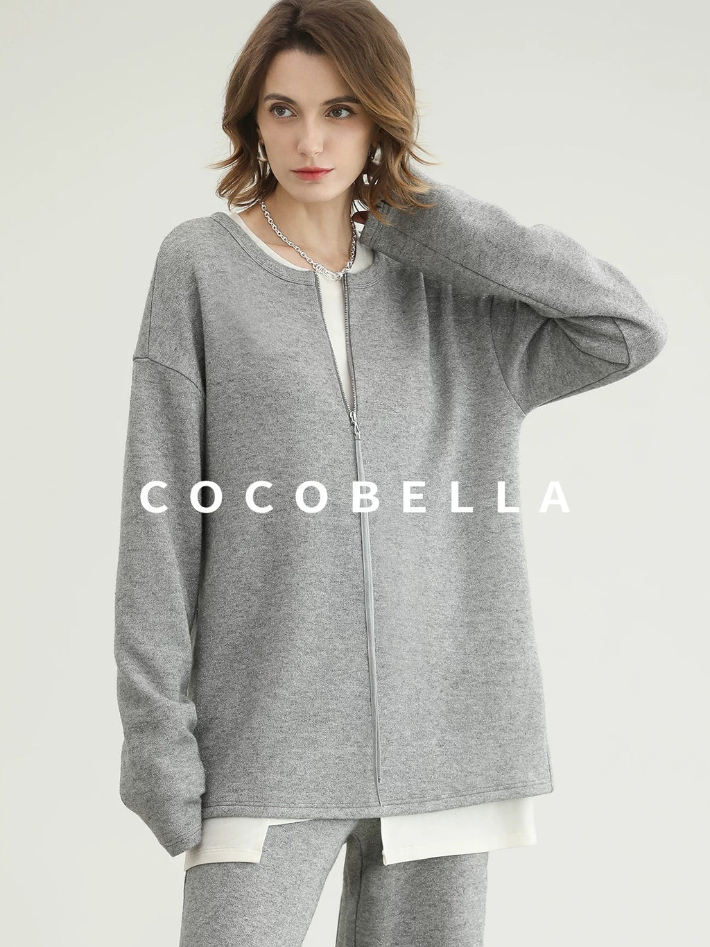 COCOBELLA Minimalist Asymmetric Loose Fit Long Sleeve Round Neck Women Commuter Shirts