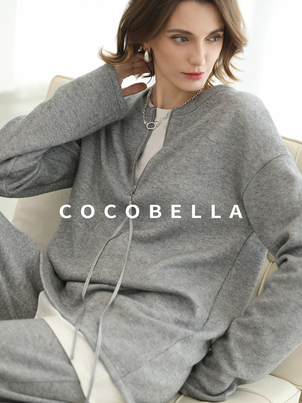 COCOBELLA Minimalist Asymmetric Loose Fit Long Sleeve Round Neck Women Commuter Shirts
