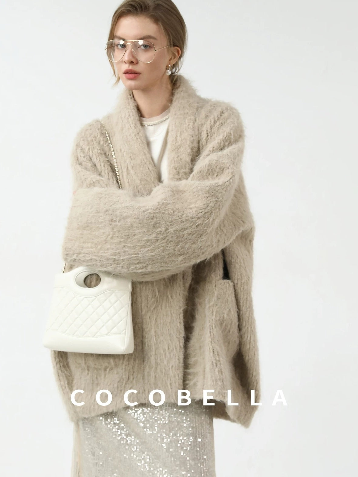 COCOBELLA Minimalist Commuter Mid Length Loose Fit Notch Collar Pocket Polyester Coats