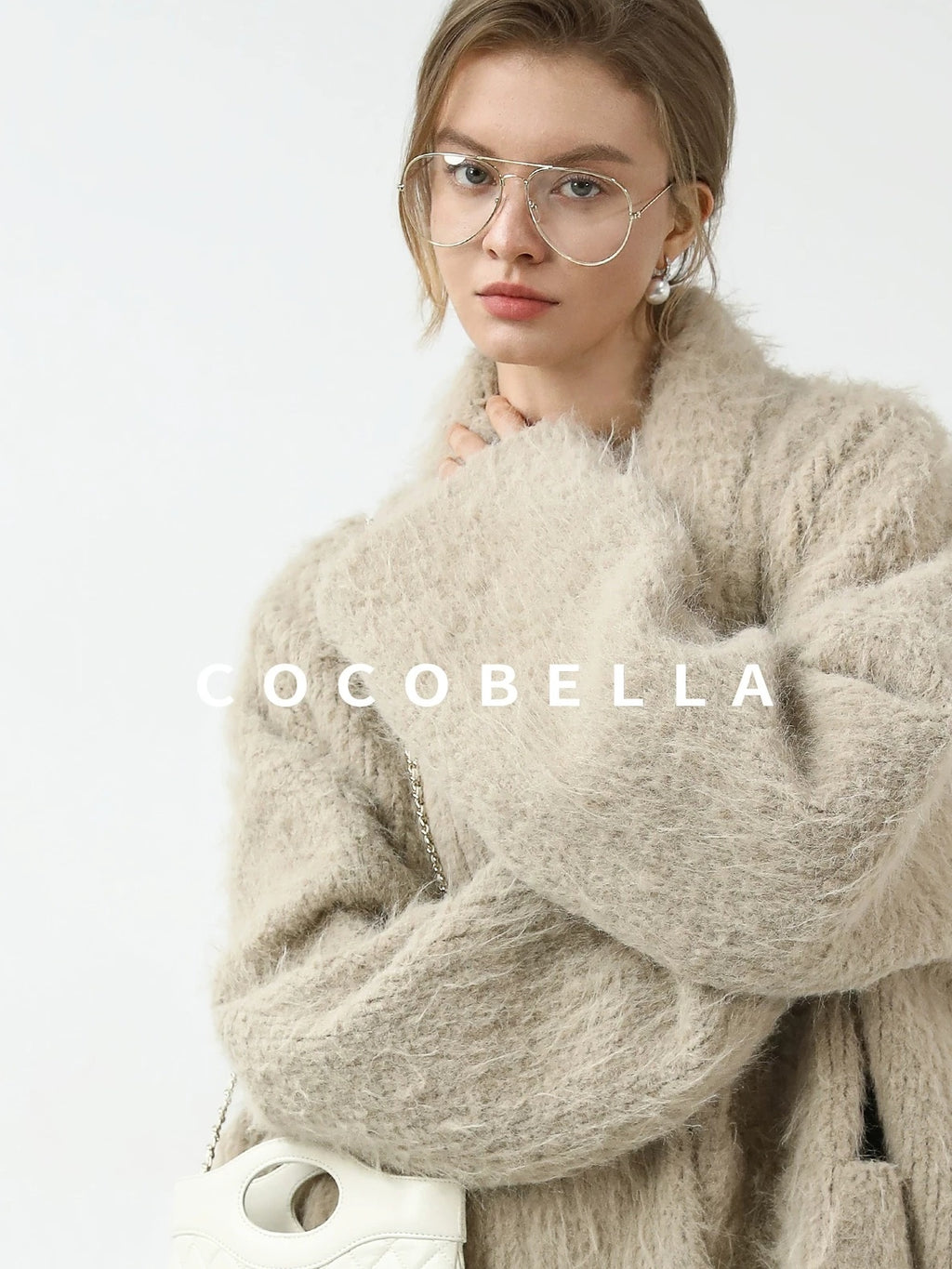 COCOBELLA Minimalist Commuter Mid Length Loose Fit Notch Collar Pocket Polyester Coats