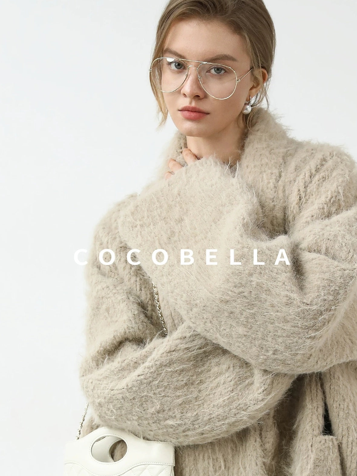 COCOBELLA Minimalist Commuter Mid Length Loose Fit Notch Collar Pocket Polyester Coats