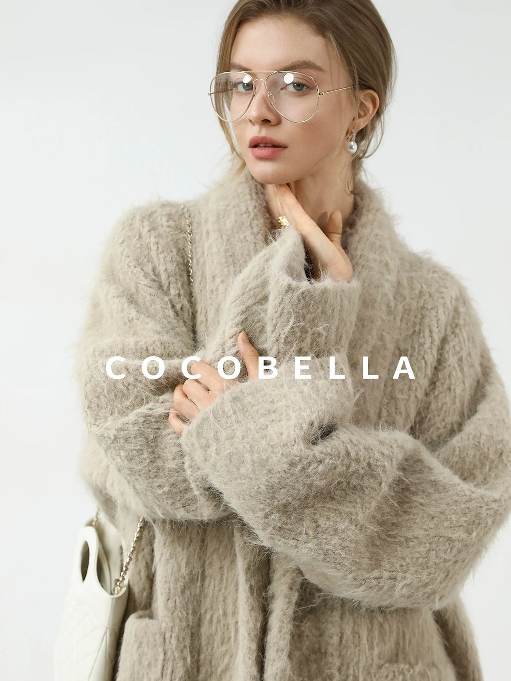 COCOBELLA Minimalist Commuter Mid Length Loose Fit Notch Collar Pocket Polyester Coats
