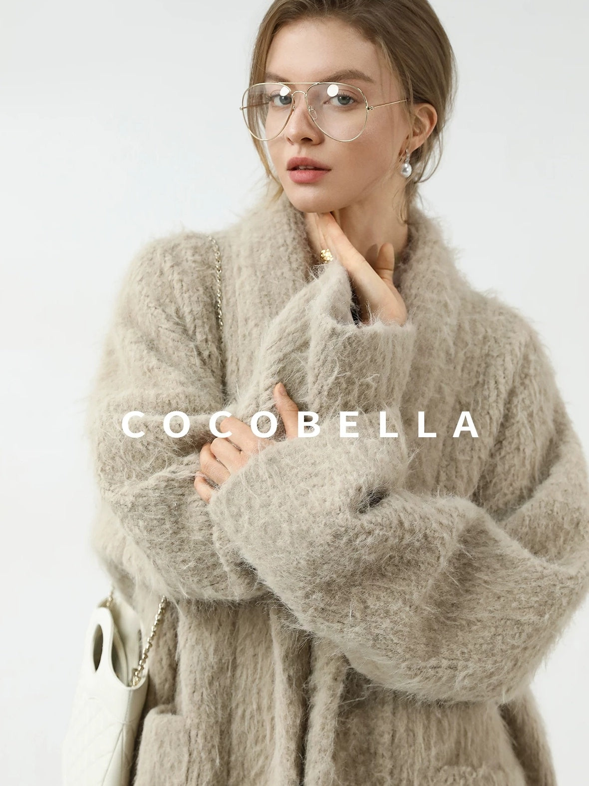 COCOBELLA Minimalist Commuter Mid Length Loose Fit Notch Collar Pocket Polyester Coats