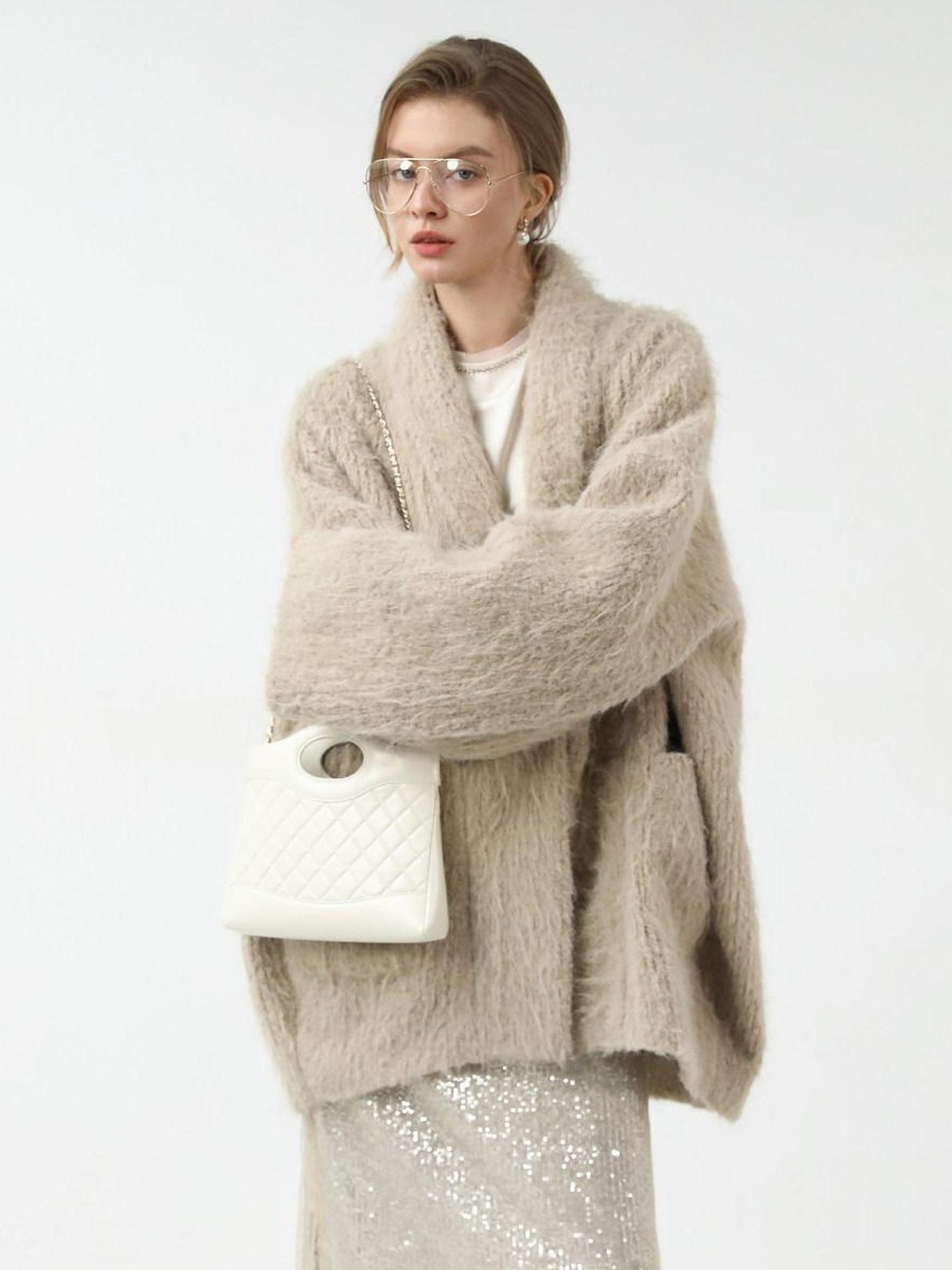 COCOBELLA Minimalist Commuter Mid Length Loose Fit Notch Collar Pocket Polyester Coats