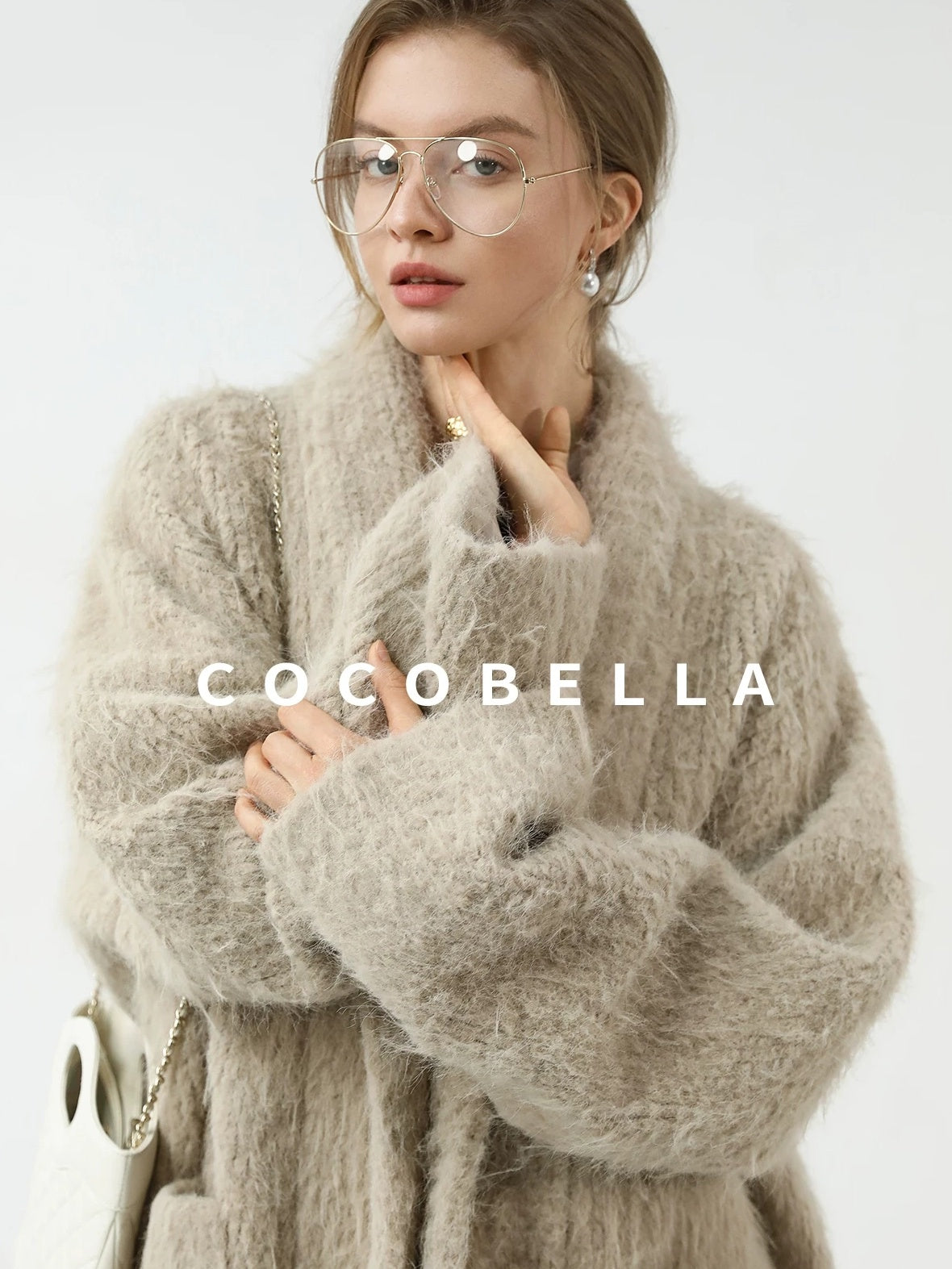 COCOBELLA Minimalist Commuter Mid Length Loose Fit Notch Collar Pocket Polyester Coats