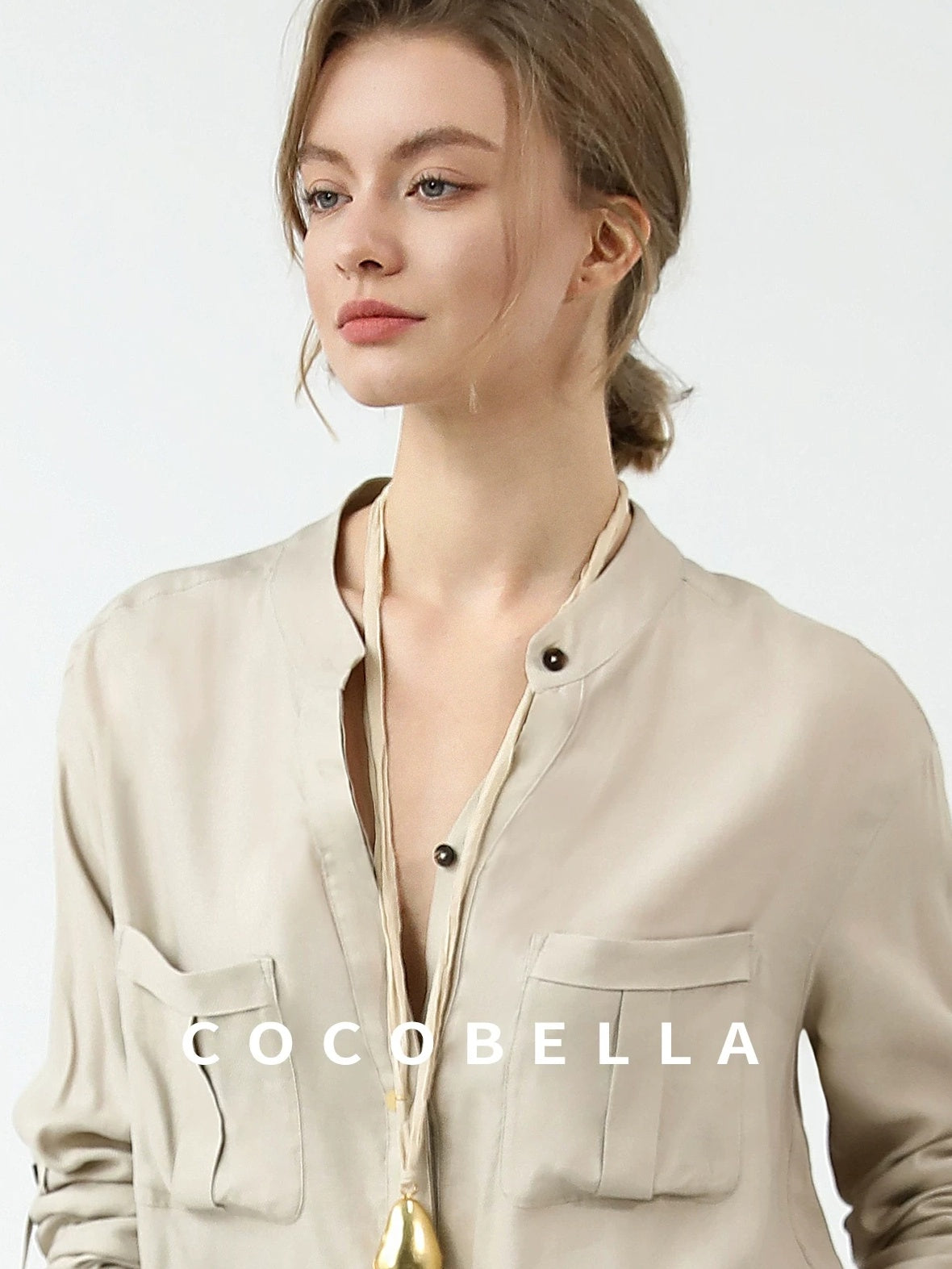 COCOBELLA Minimalist Office Natural Waist Wide Leg Loose Fit Black Almond Polyester Pants