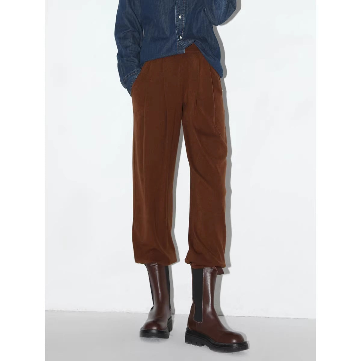 COCOBELLA_Minimalist_Tapered_Harem_Knit_Natural_Waist_Women_Viscose_Stretch_Pants_MISSTT