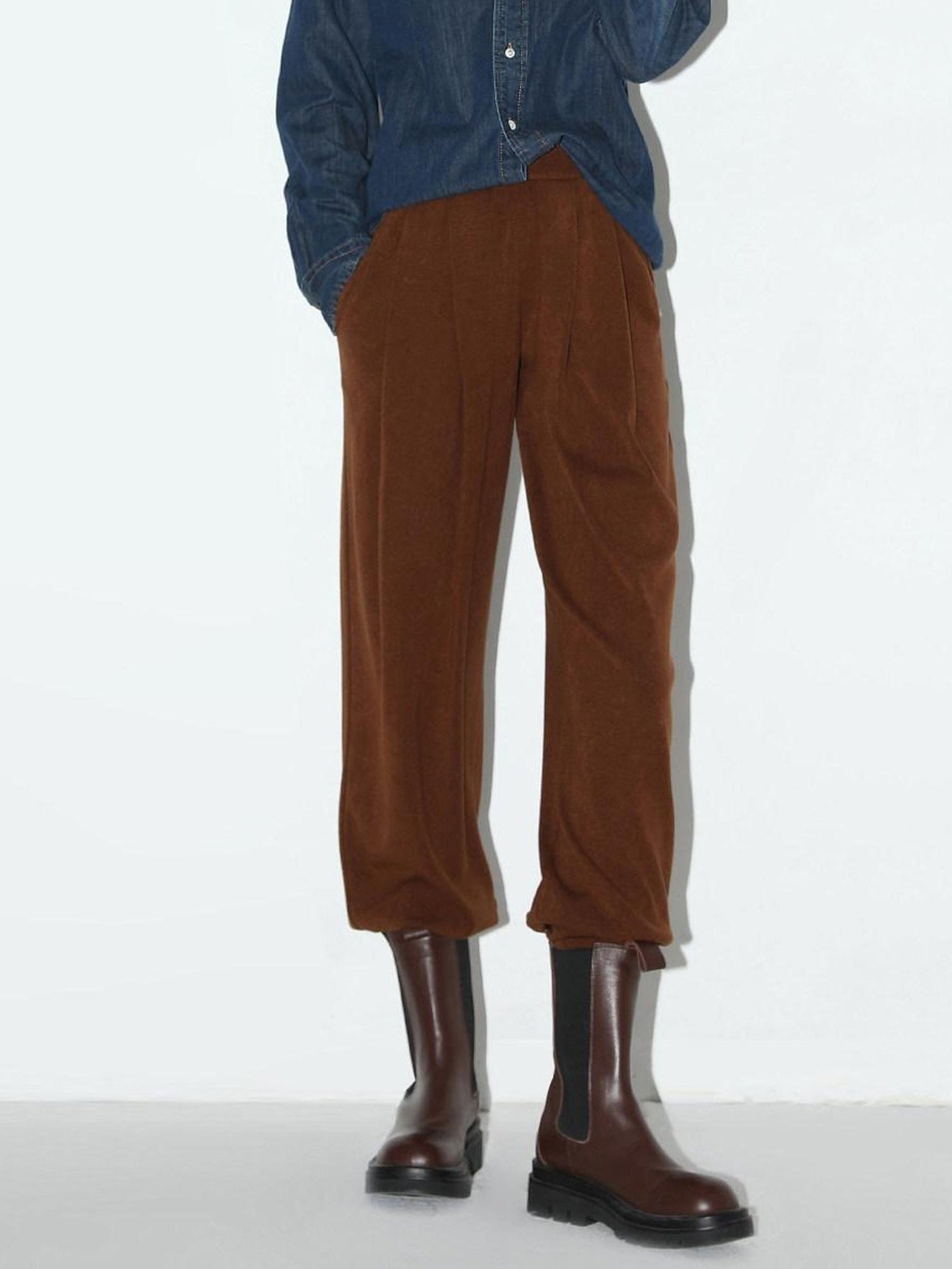 COCOBELLA Minimalist Tapered Harem Knit Natural Waist Women Viscose Stretch Pants