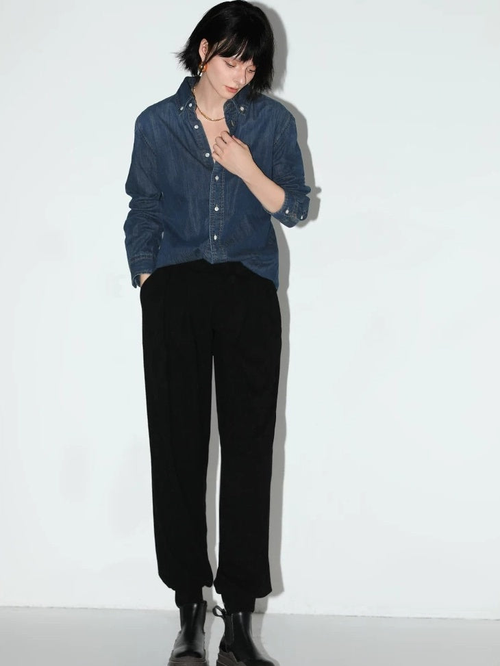 COCOBELLA Minimalist Tapered Harem Knit Natural Waist Women Viscose Stretch Pants