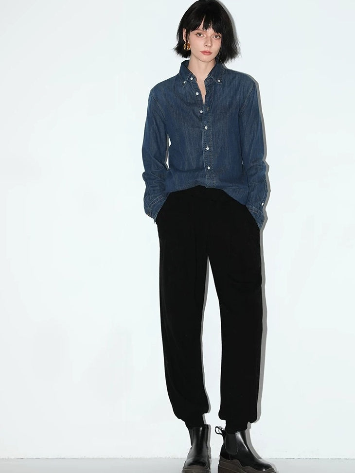 COCOBELLA Minimalist Tapered Harem Knit Natural Waist Women Viscose Stretch Pants