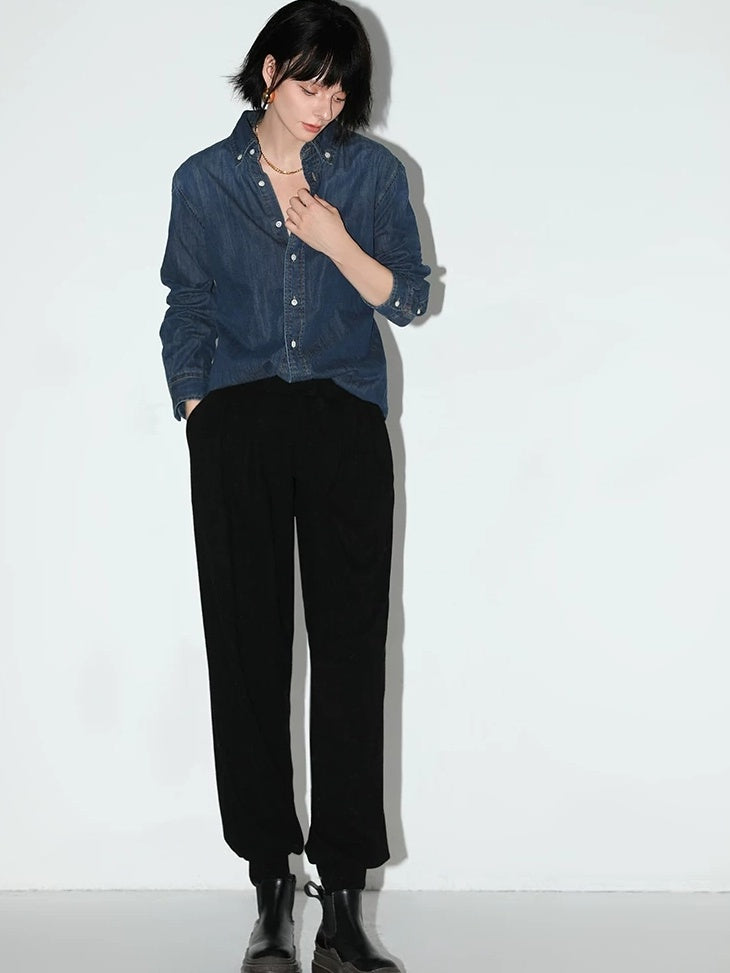 COCOBELLA Minimalist Tapered Harem Knit Natural Waist Women Viscose Stretch Pants