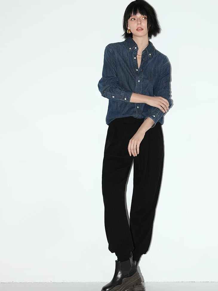 COCOBELLA Minimalist Tapered Harem Knit Natural Waist Women Viscose Stretch Pants