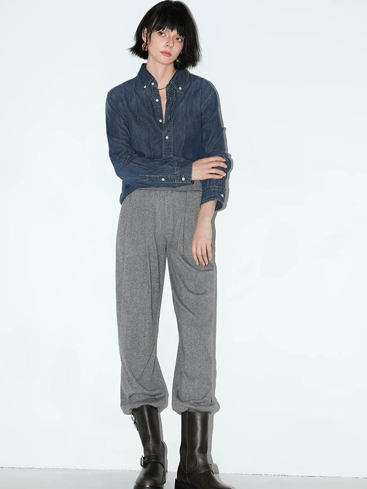 COCOBELLA Minimalist Tapered Harem Knit Natural Waist Women Viscose Stretch Pants