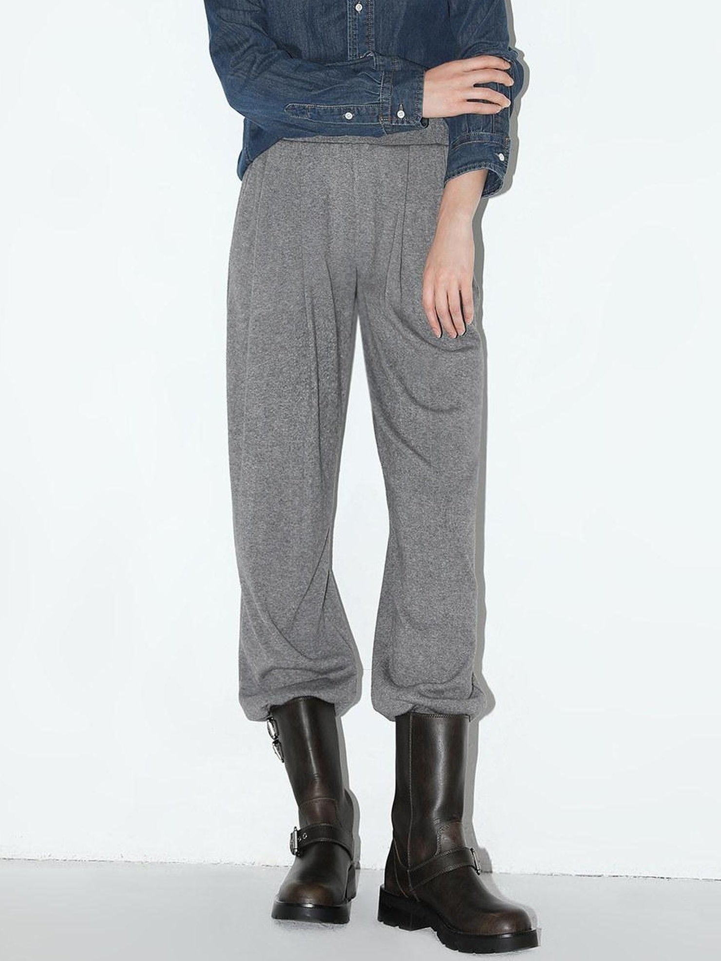 COCOBELLA Minimalist Tapered Harem Knit Natural Waist Women Viscose Stretch Pants