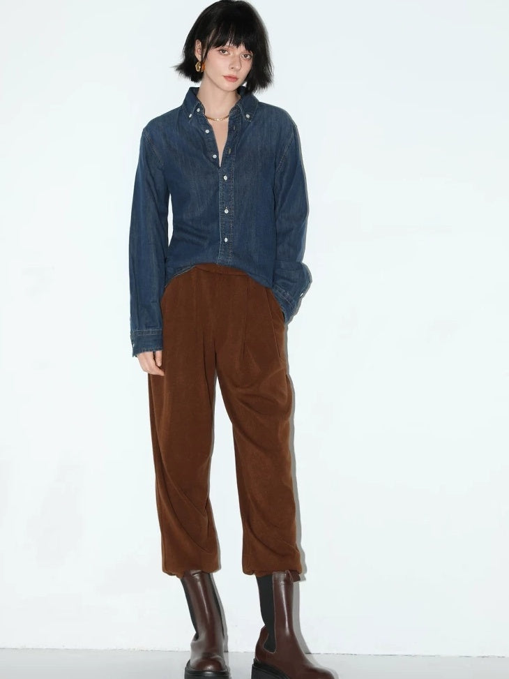 COCOBELLA Minimalist Tapered Harem Knit Natural Waist Women Viscose Stretch Pants