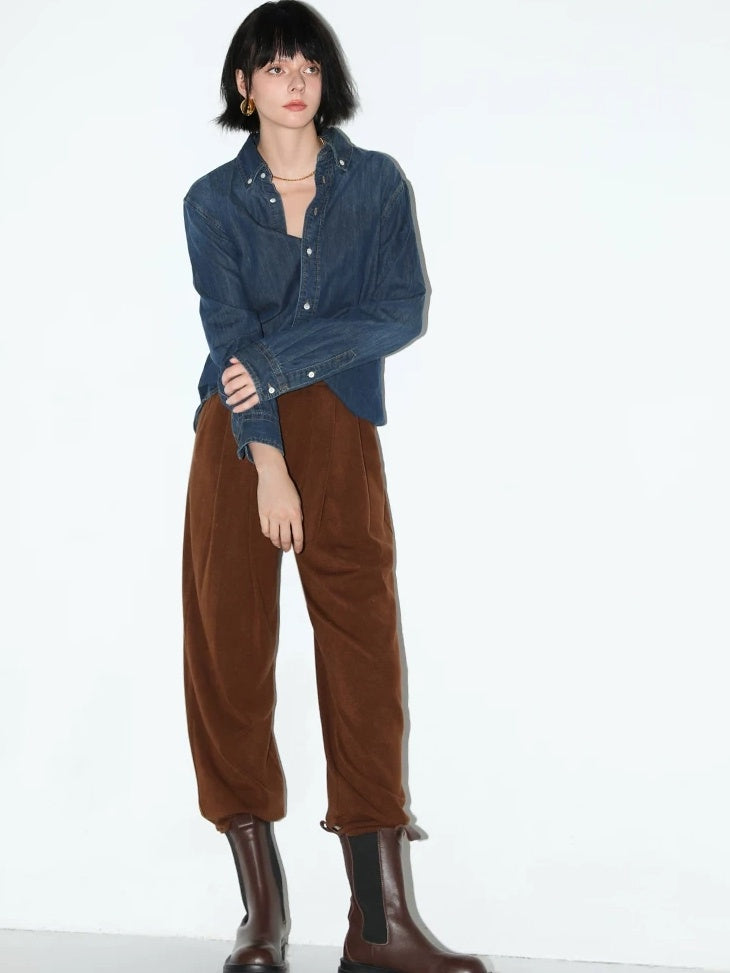 COCOBELLA Minimalist Tapered Harem Knit Natural Waist Women Viscose Stretch Pants