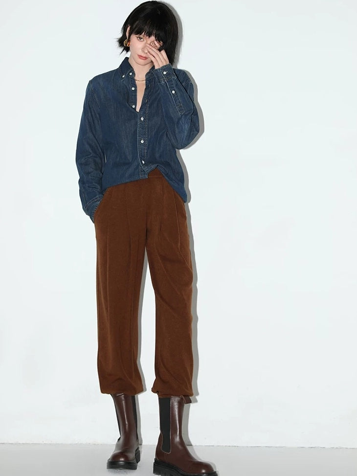 COCOBELLA Minimalist Tapered Harem Knit Natural Waist Women Viscose Stretch Pants