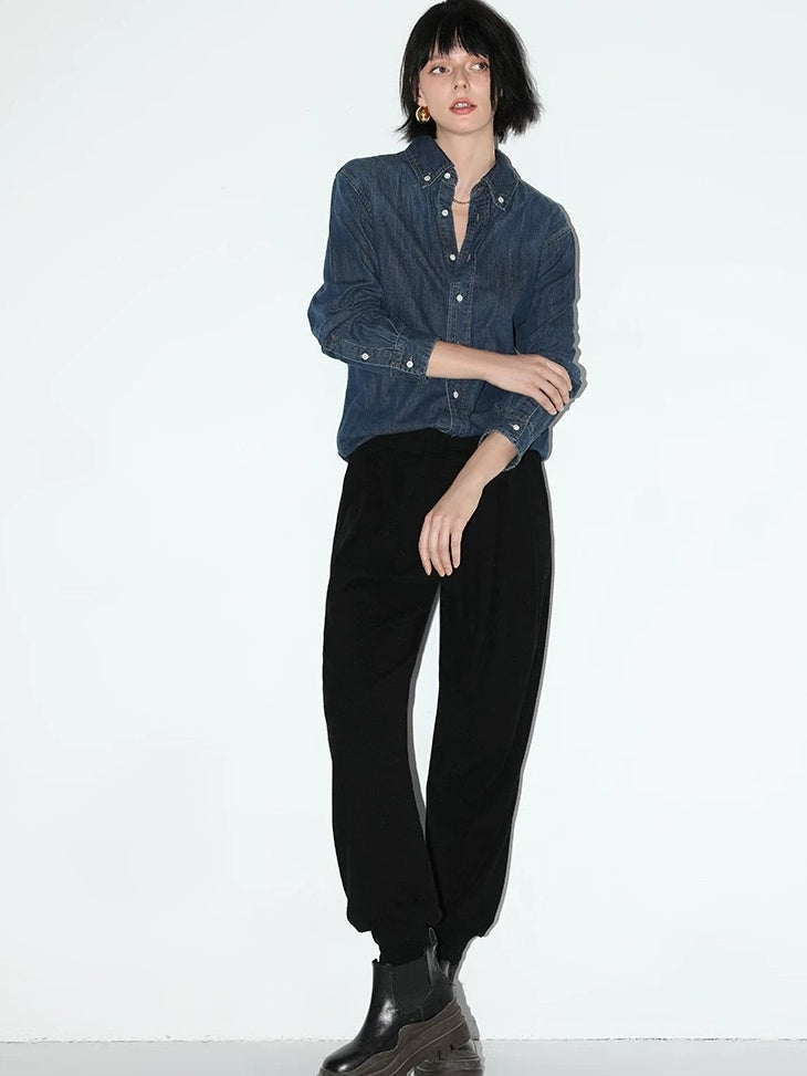 COCOBELLA Minimalist Tapered Harem Knit Natural Waist Women Viscose Stretch Pants