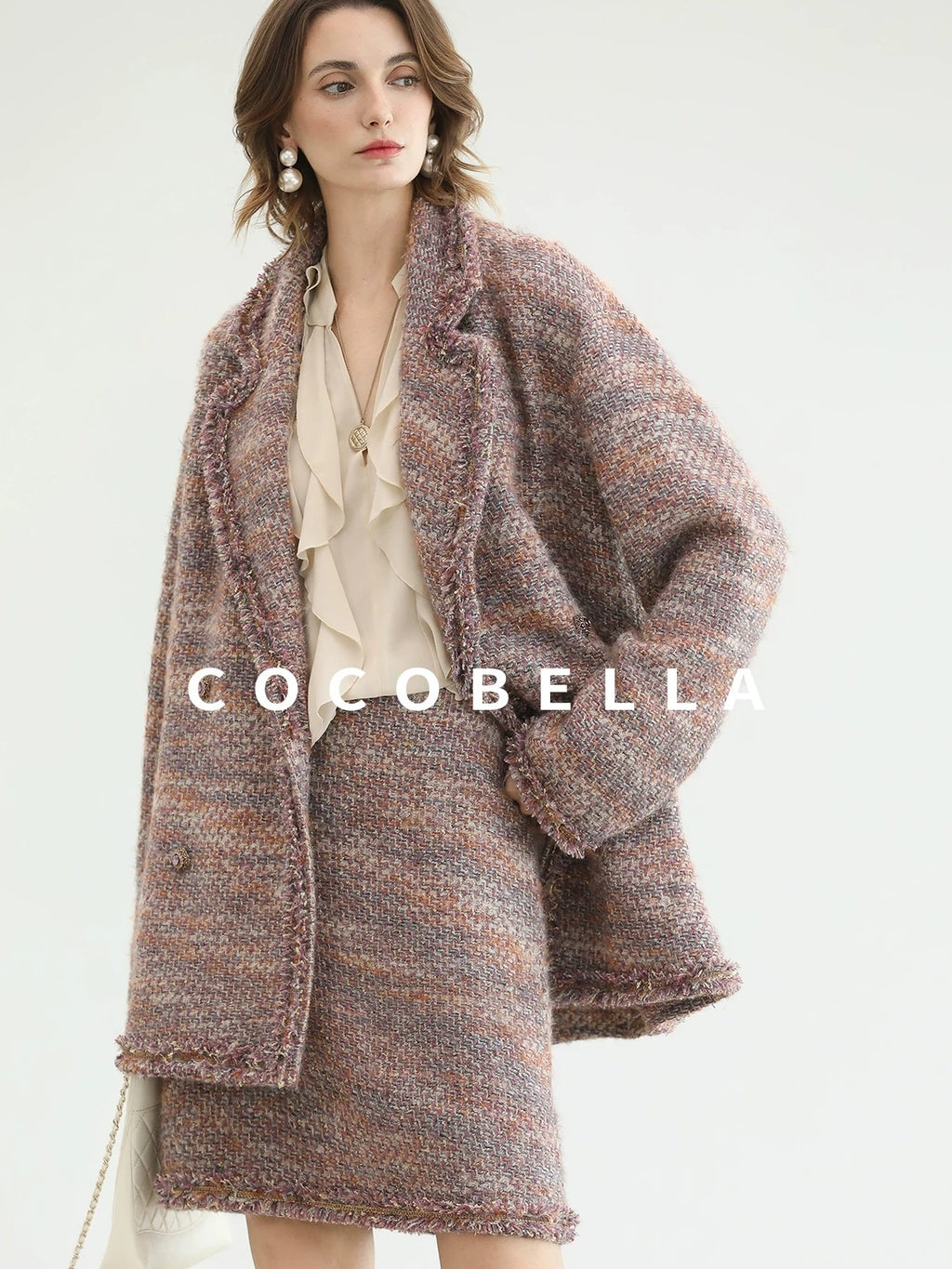 COCOBELLA Monet Mist Pink Light Luxe Cardigan Two Piece Women Short Skirt Set Skirts