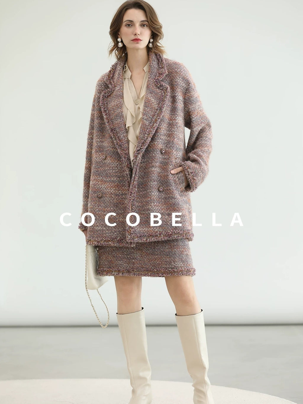 COCOBELLA Monet Mist Pink Light Luxe Cardigan Two Piece Women Short Skirt Set Skirts