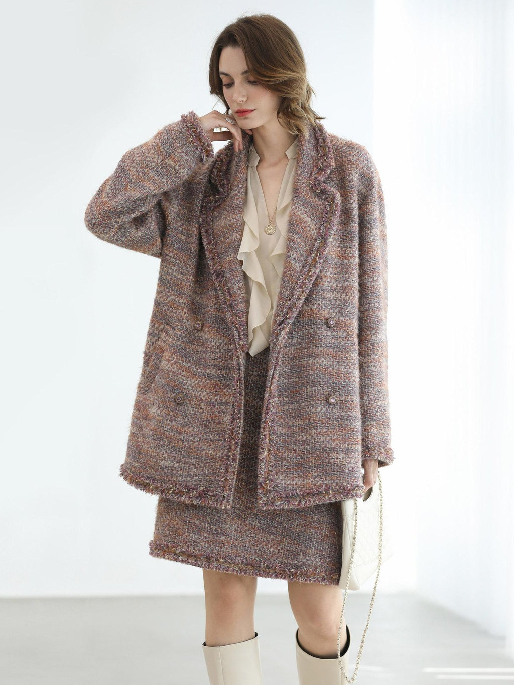 COCOBELLA Monet Mist Pink Light Luxe Cardigan Two Piece Women Short Skirt Set Skirts