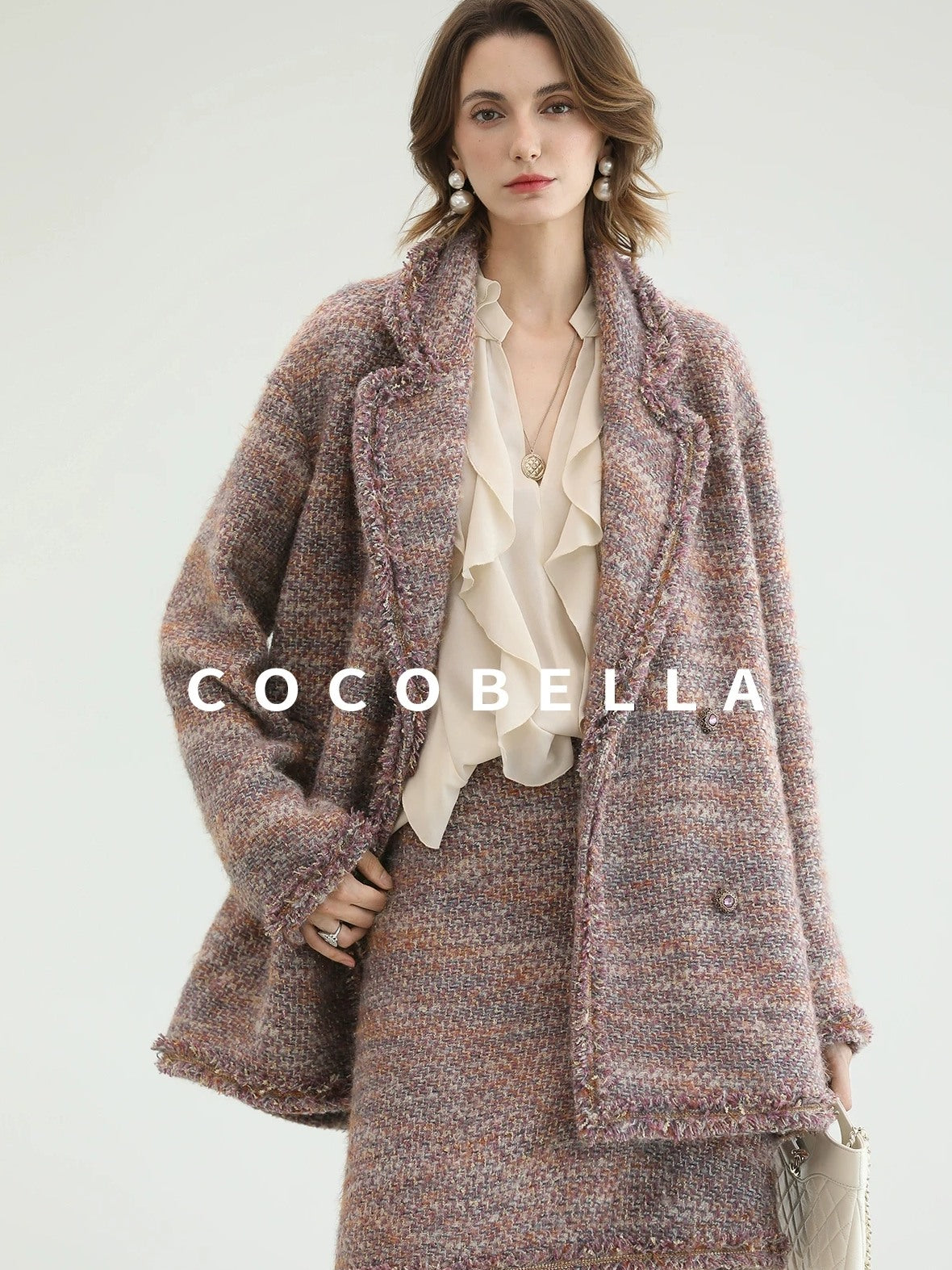 COCOBELLA Monet Mist Pink Light Luxe Cardigan Two Piece Women Short Skirt Set Skirts