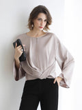 COCOBELLA_Monet_Pink_Relaxed_Button_Flare_Long_Sleeve_Office_Crew_Solid_Pullover_T-Shirts_MISSTT