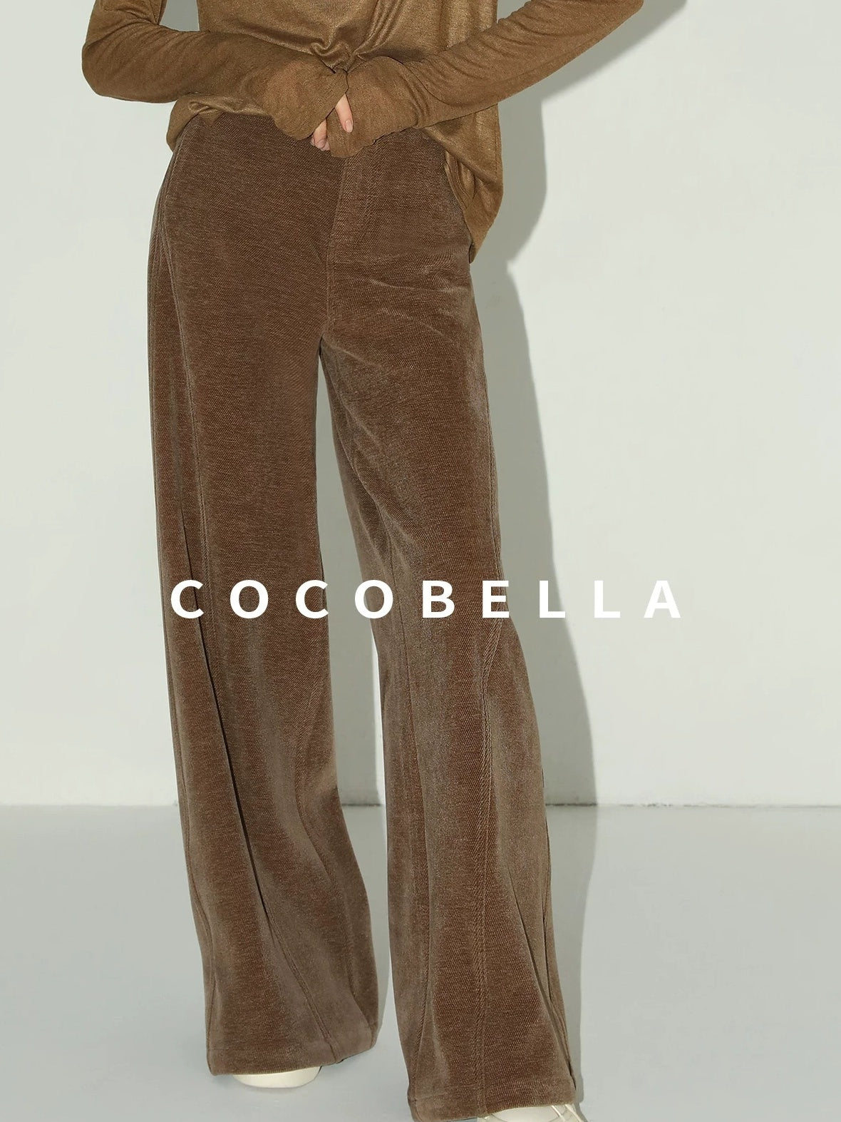 COCOBELLA Natural Waist Wide Leg Stitched Panel Vintage Workwear Women Pants