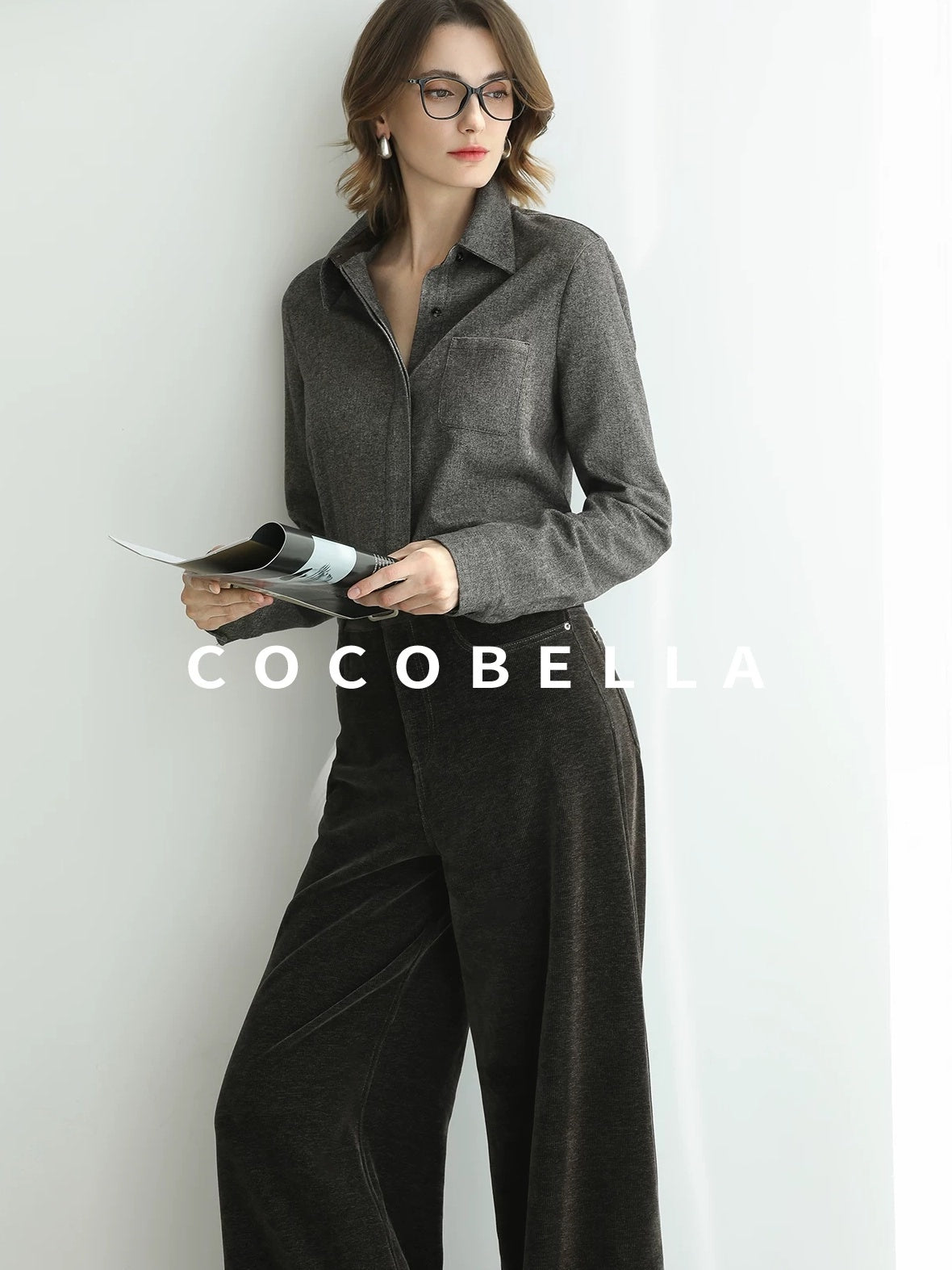 COCOBELLA Office Ready Vintage Wide Leg Rivet Pockets Natural Waist Zip Fly Women Pants