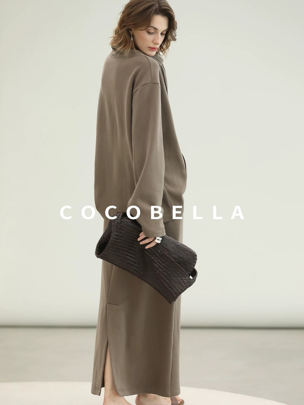 COCOBELLA Oversized Drawstring Kangaroo Pocket High Neck Pullover Casual Women Sweatshirts