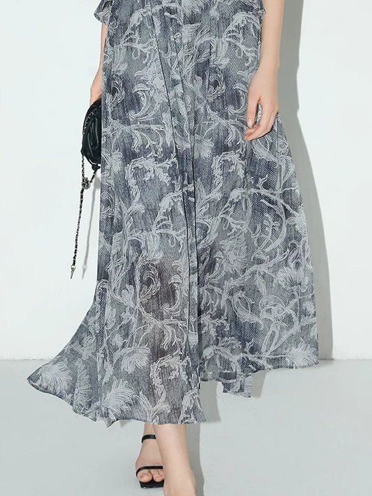 COCOBELLA Paisley Print Ruffle Trim Slip A Line V Neck Loose Waist Travel Dresses