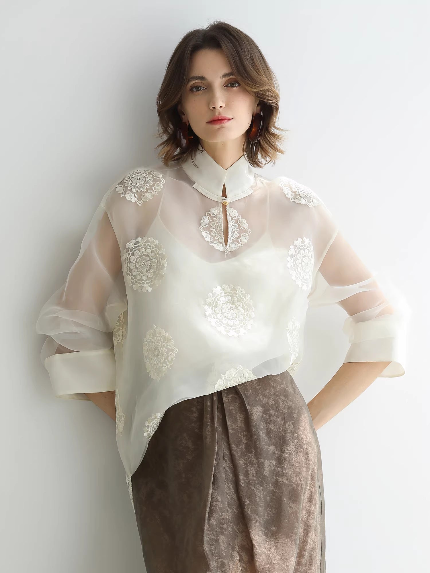 COCOBELLA_Patchwork_Button_Short_Loose_Office_Stand_Collar_Women_Padded_Jackets_MISSTT