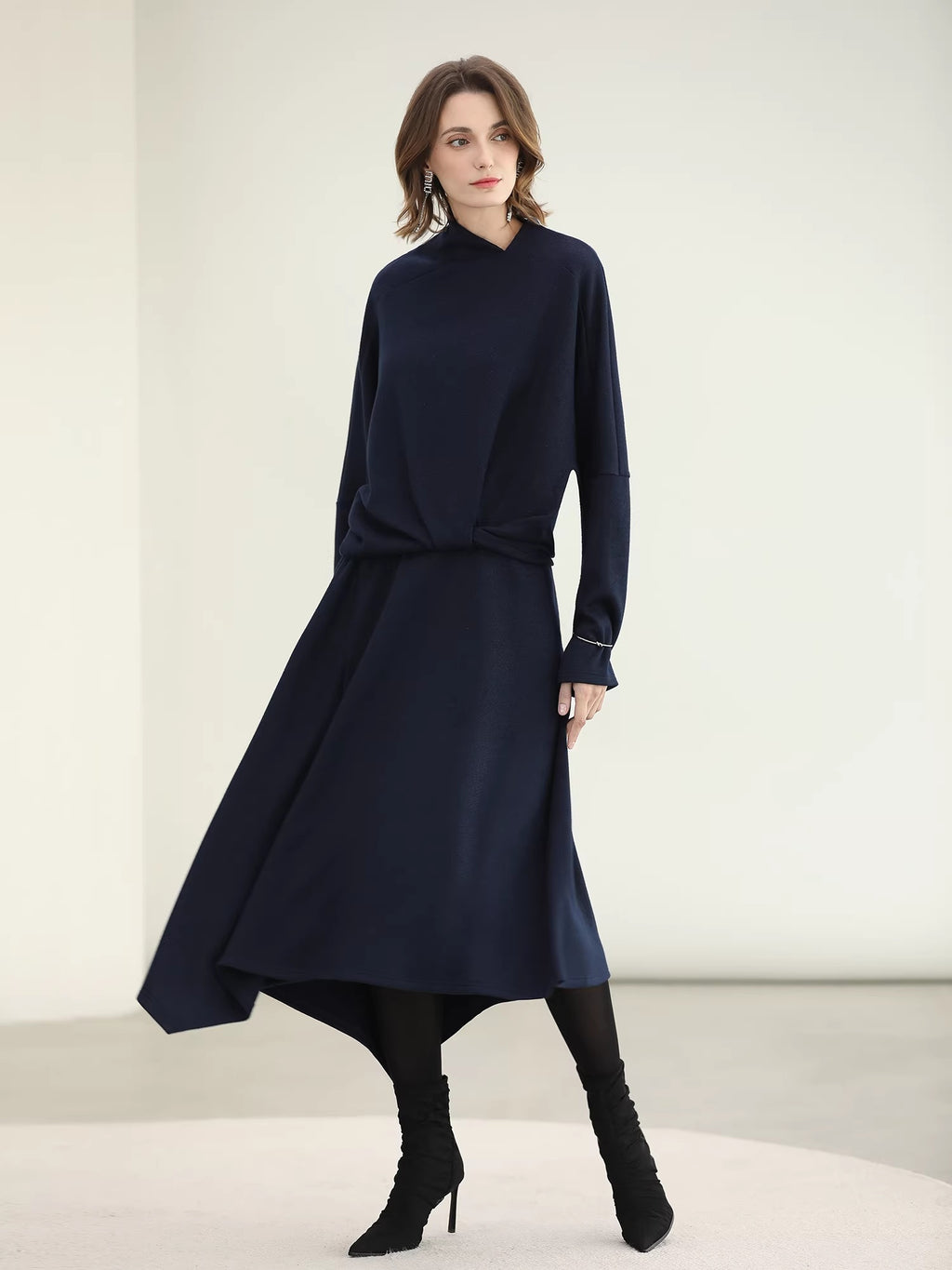 COCOBELLA_Patchwork_Knit_Set_Elegant_Relaxed_Fit_Women_Pullover_Collar_Sweater_MISSTT