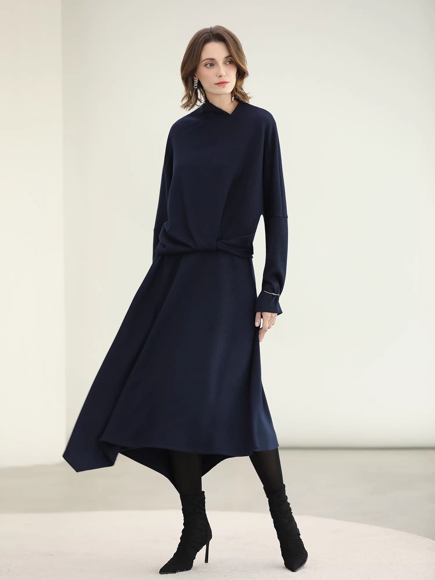 COCOBELLA_Patchwork_Knit_Set_Elegant_Relaxed_Fit_Women_Pullover_Collar_Sweater_MISSTT