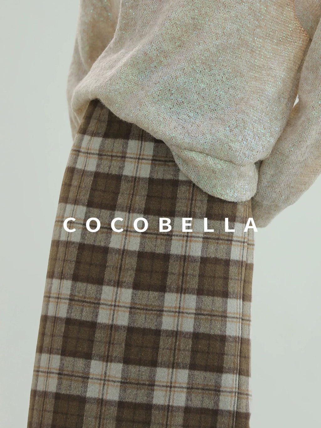 COCOBELLA Plaid High Waist Lined Patchwork Straight Ol Office Women Midi Wool Blend Skirts