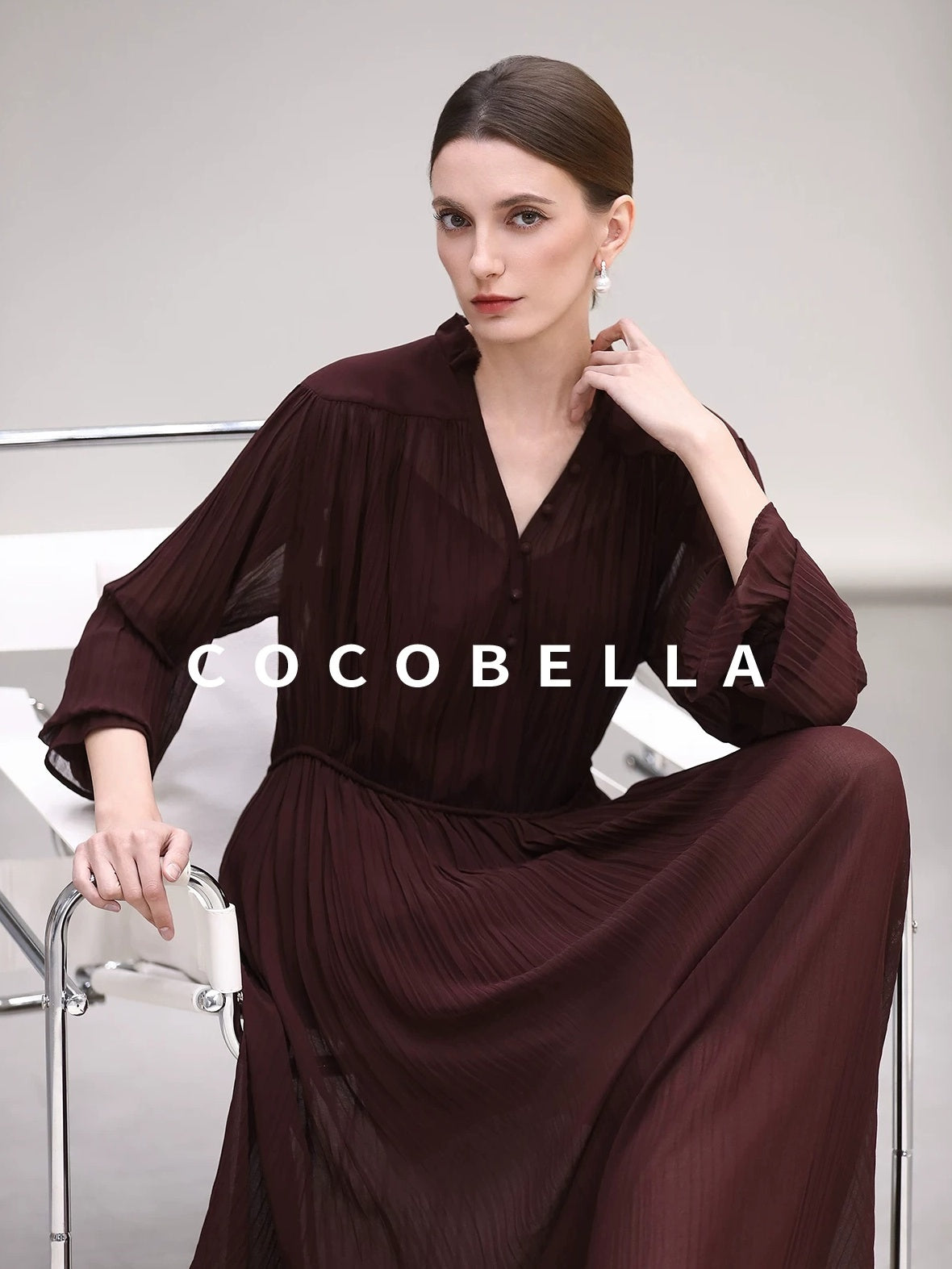COCOBELLA Pleated Ruffle Lace Collar A Line Office Shirt Dress Two Piece T-Shirts