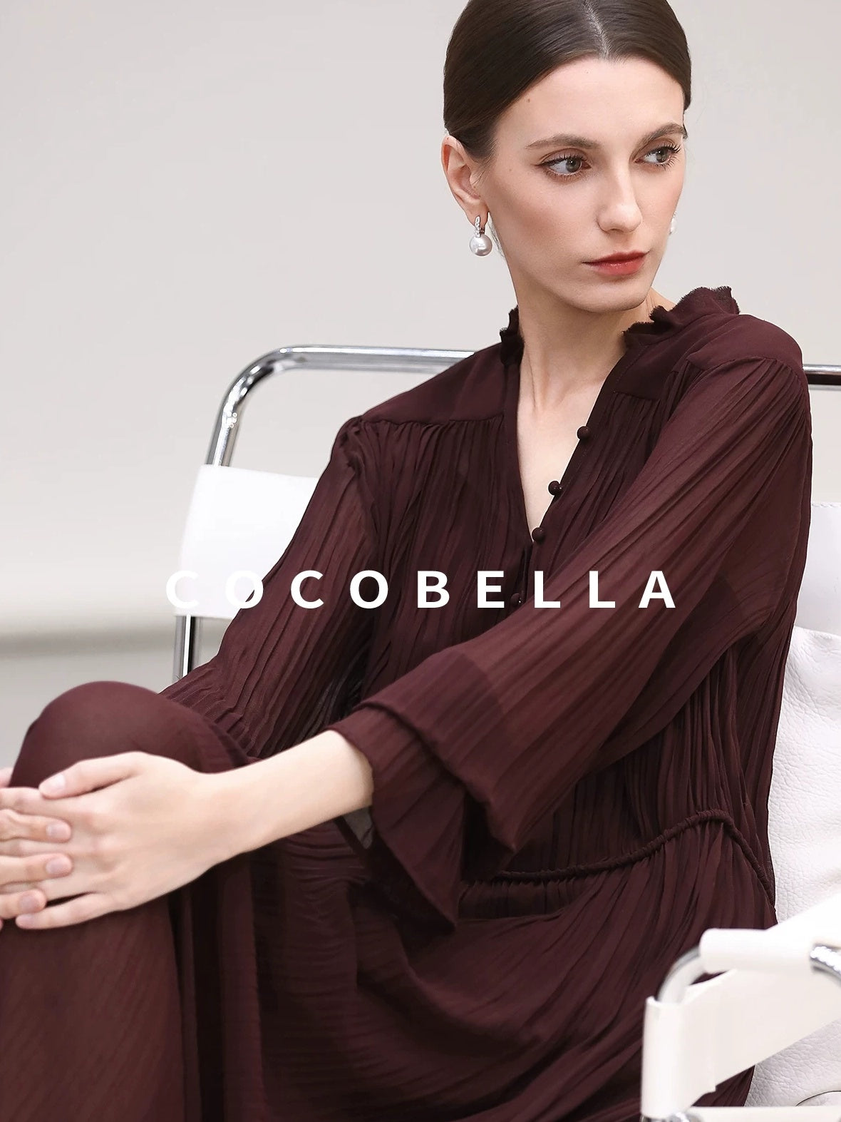 COCOBELLA Pleated Ruffle Lace Collar A Line Office Shirt Dress Two Piece T-Shirts