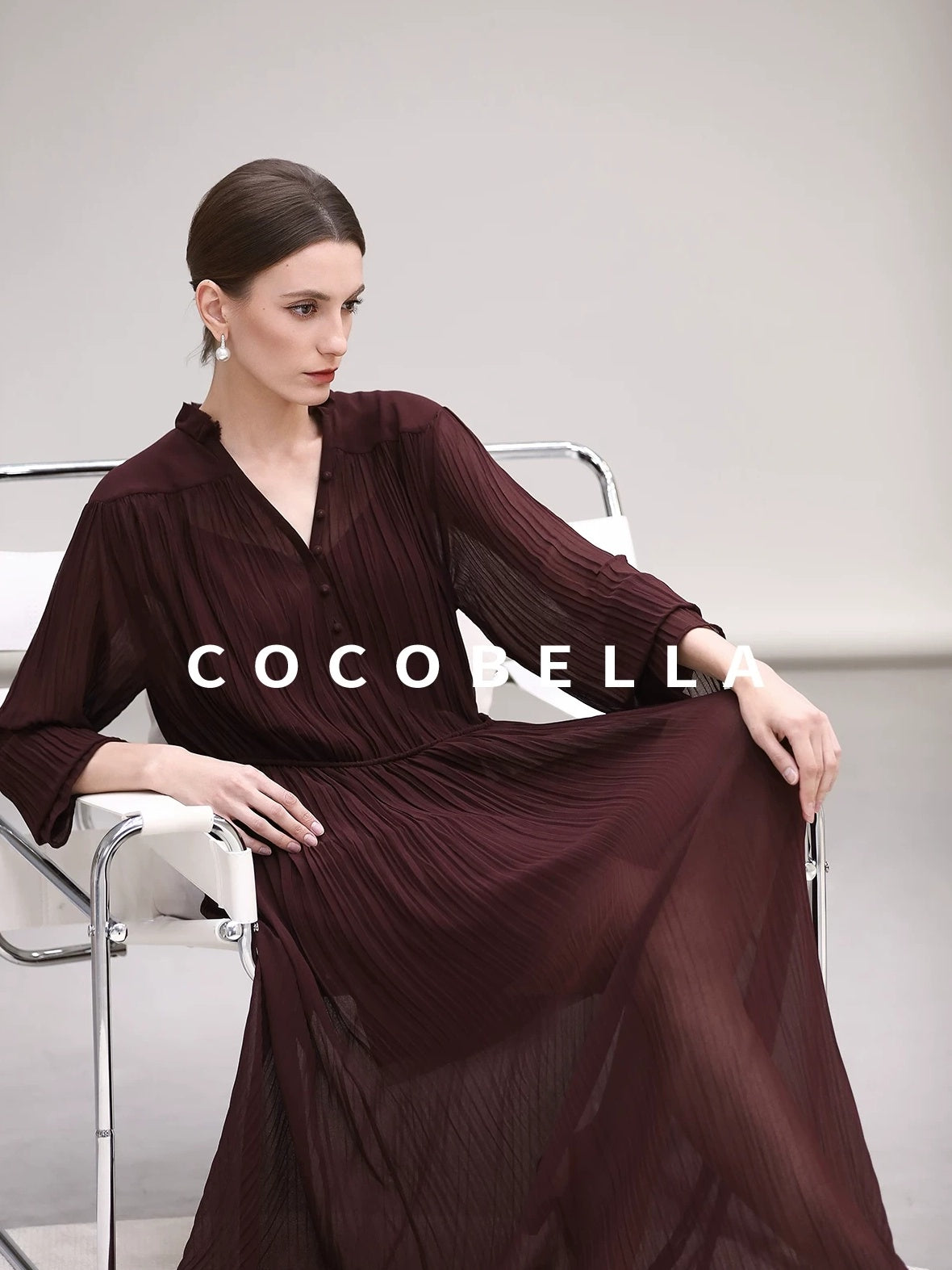 COCOBELLA Pleated Ruffle Lace Collar A Line Office Shirt Dress Two Piece T-Shirts