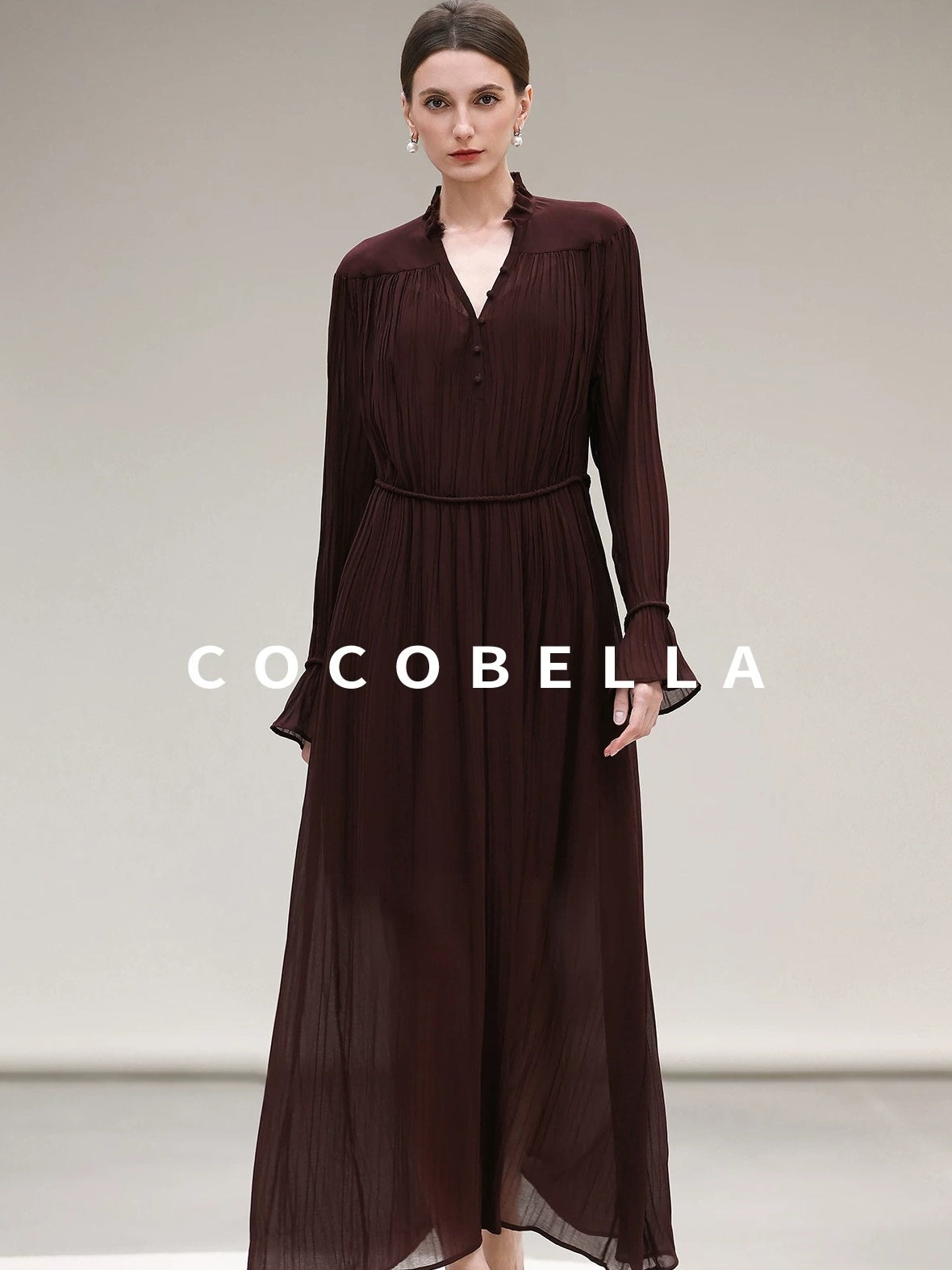 COCOBELLA Pleated Ruffle Lace Collar A Line Office Shirt Dress Two Piece T-Shirts