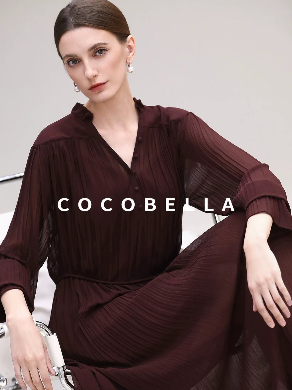 COCOBELLA Pleated Ruffle Lace Collar A Line Office Shirt Dress Two Piece T-Shirts