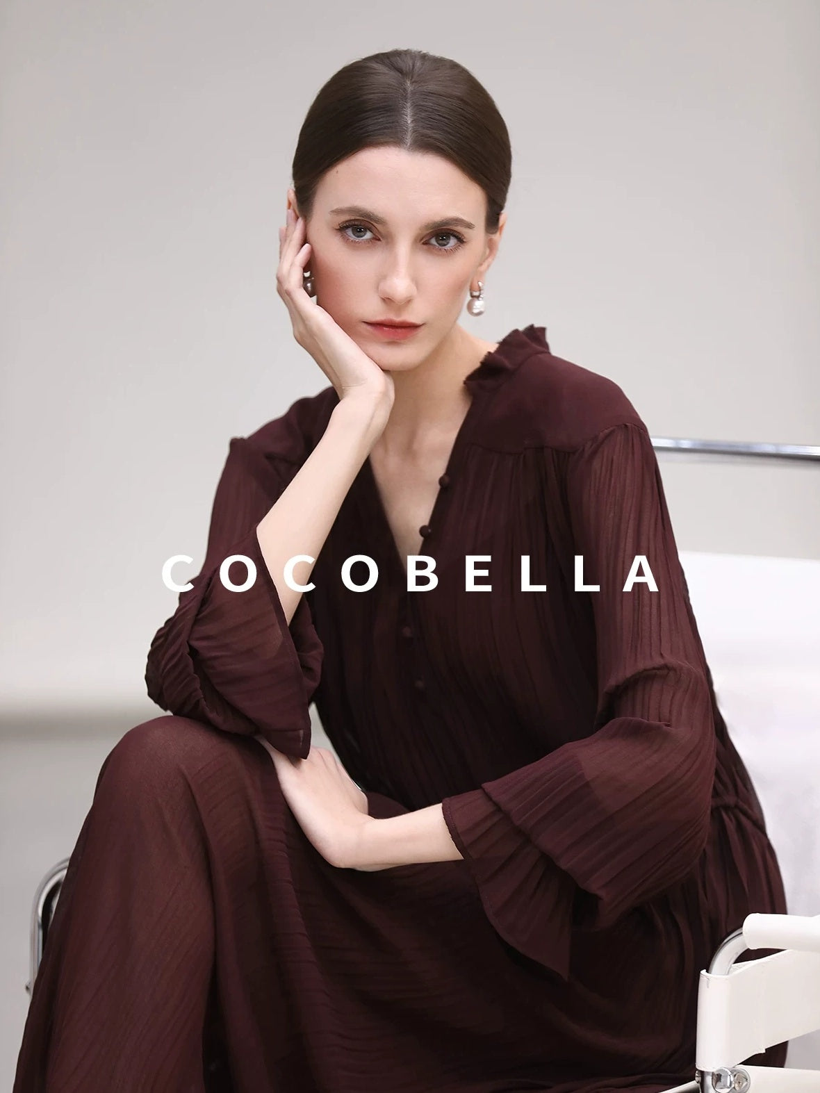 COCOBELLA Pleated Ruffle Lace Collar A Line Office Shirt Dress Two Piece T-Shirts