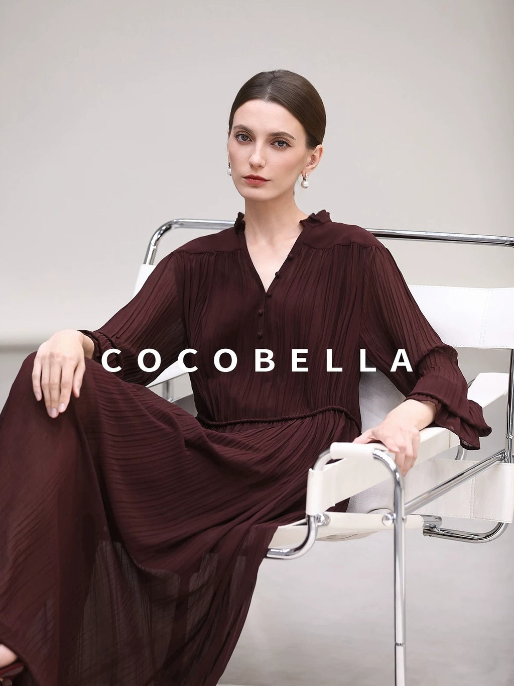 COCOBELLA Pleated Ruffle Lace Collar A Line Office Shirt Dress Two Piece T-Shirts