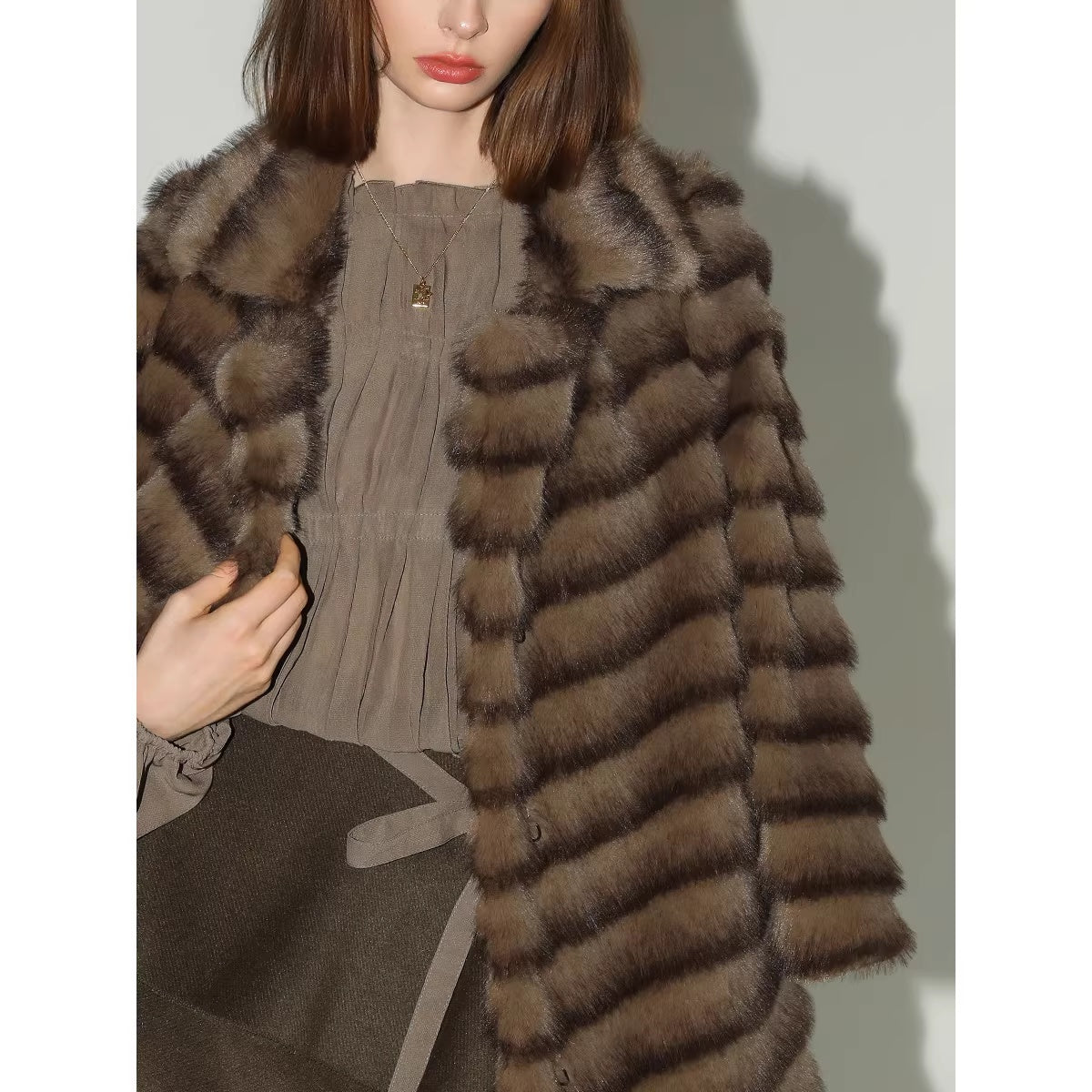 COCOBELLA_Plush_Faux_Fur_Horizontal_Panel_Loose_Fit_Office_Workwear_Pastel_Stripe_Jackets_MISSTT