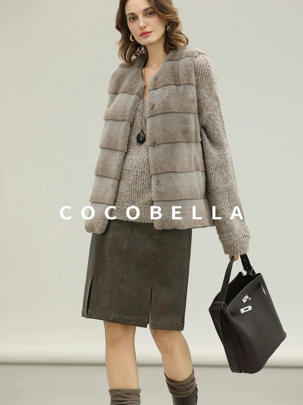 COCOBELLA Plush Faux Fur Luxury Sleeveless Straight Fit Womens Silver Blue Outerwear Vest