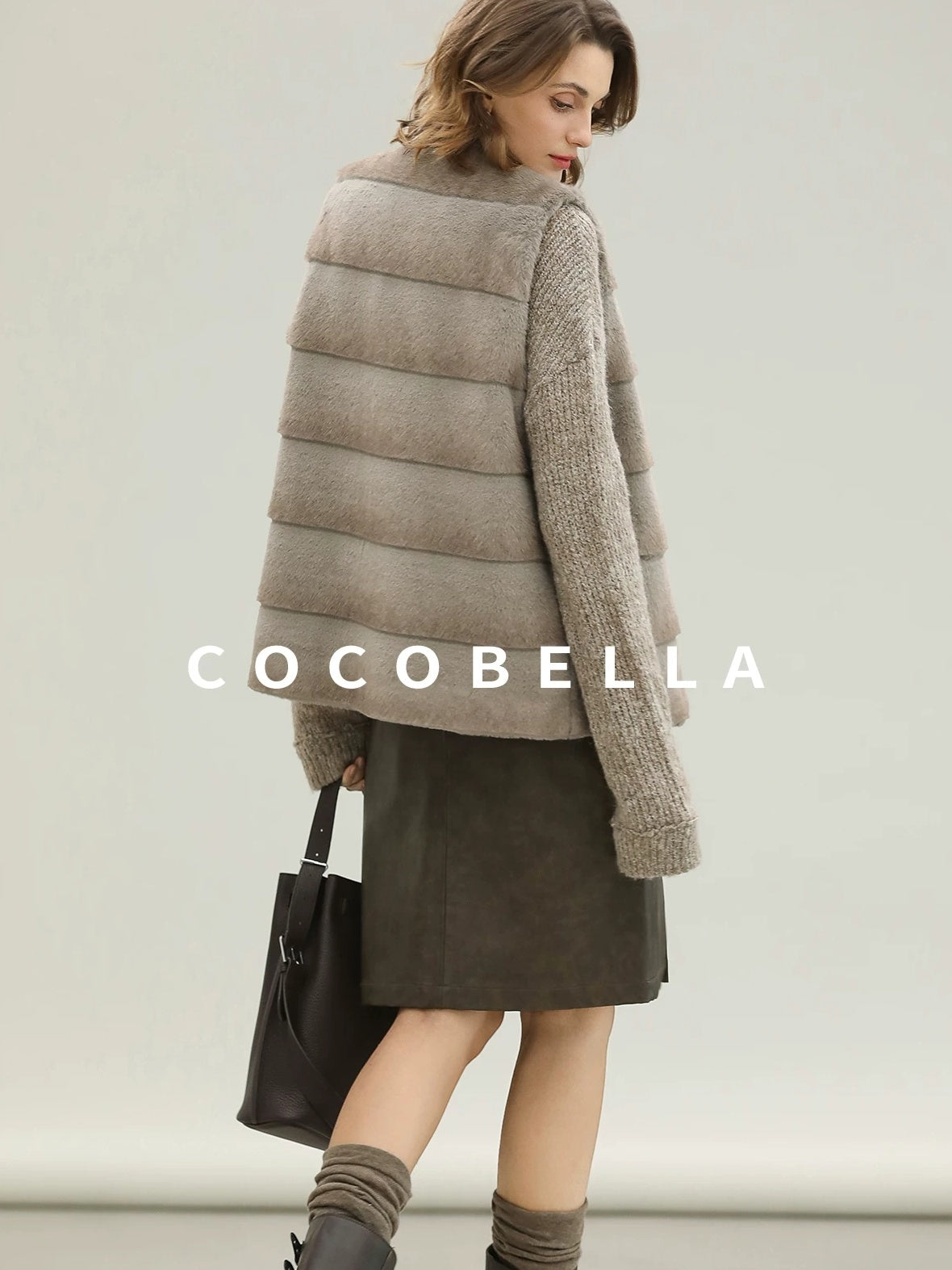 COCOBELLA Plush Faux Fur Luxury Sleeveless Straight Fit Womens Silver Blue Outerwear Vest