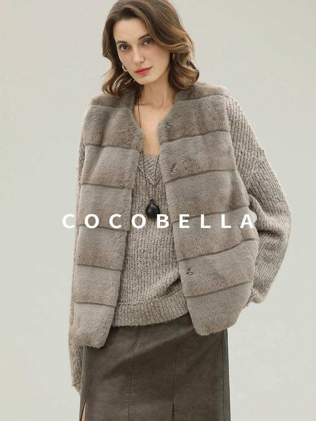 COCOBELLA Plush Faux Fur Luxury Sleeveless Straight Fit Womens Silver Blue Outerwear Vest
